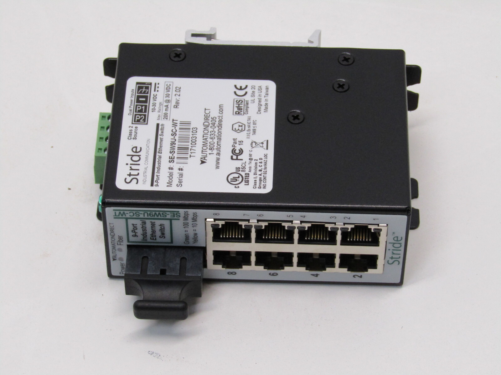 ETHERNET SWITCH,(8X)RJ45 PORTS+(1X) FIBER PORT